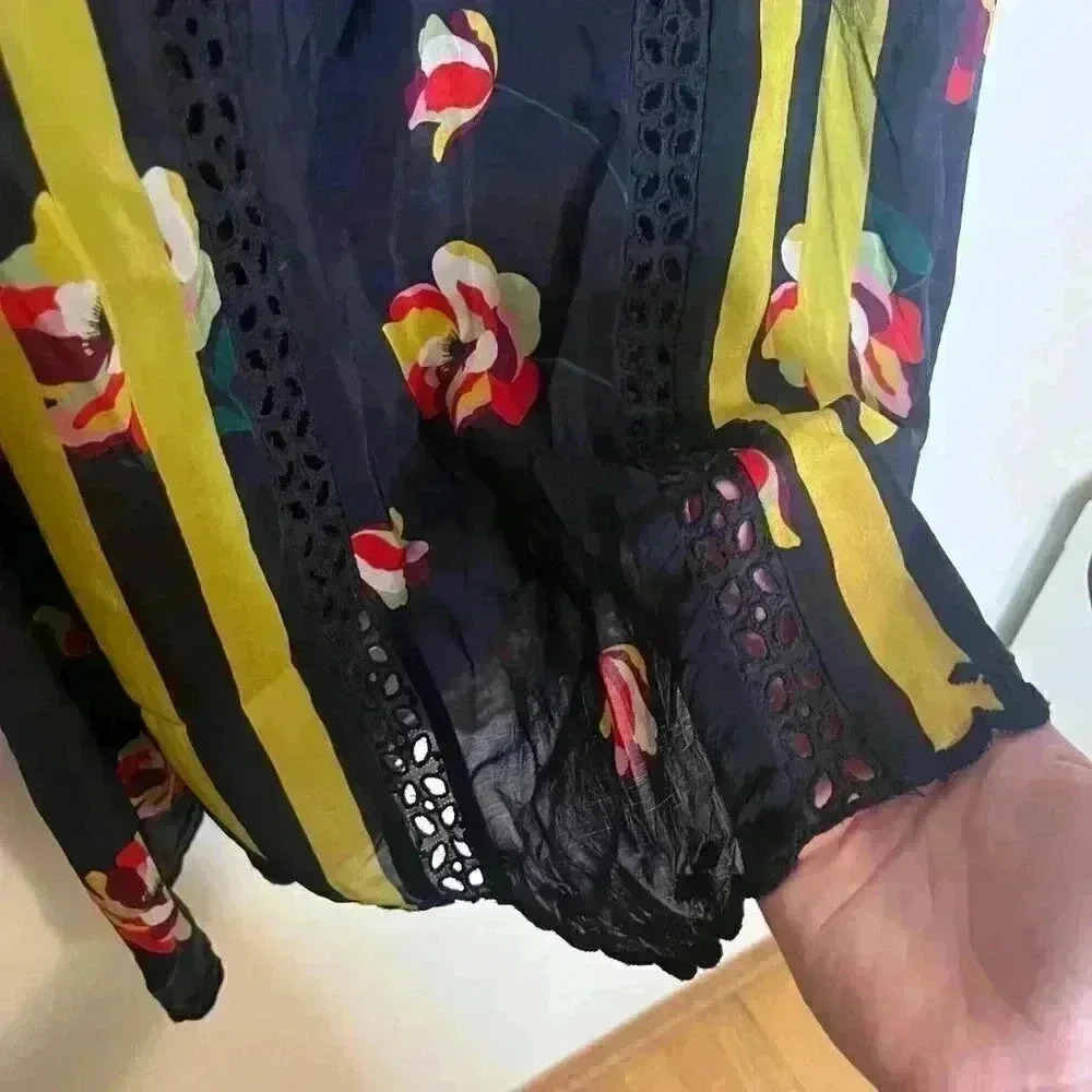 Johnny Was Floral Striped Sleeveless Blouse - Picture 5 of 6
